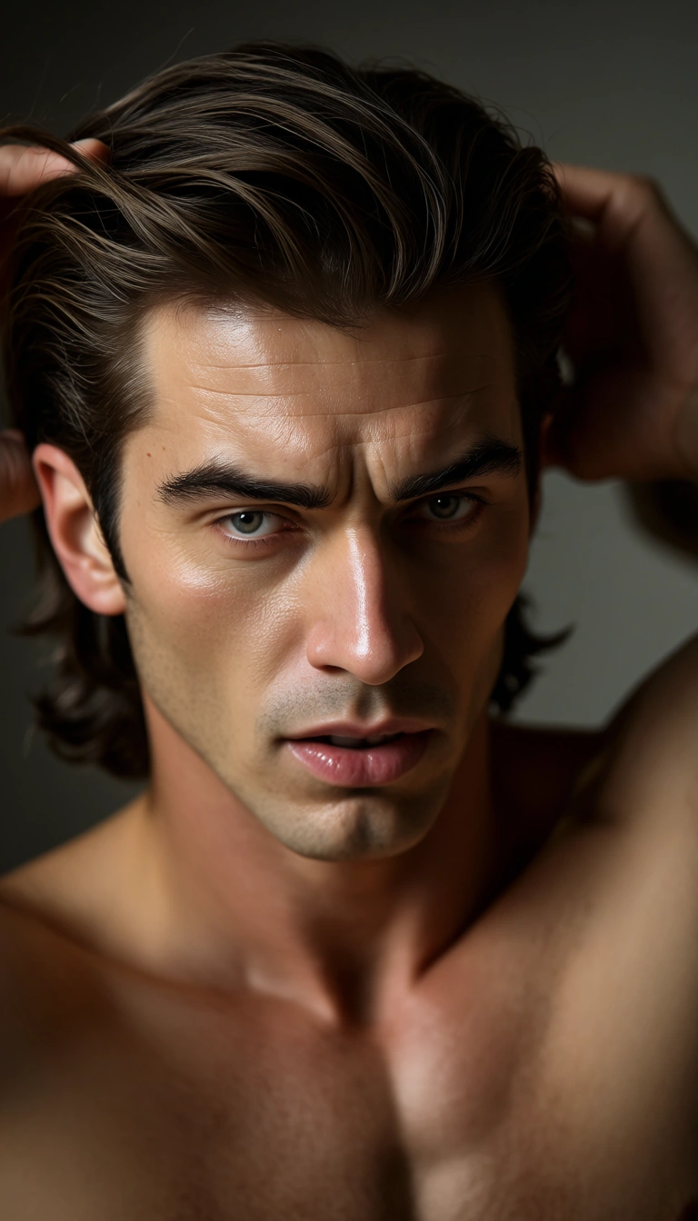 best quality, hyperrealistic, man having sex roughly and passionate pounding, hair pulling,