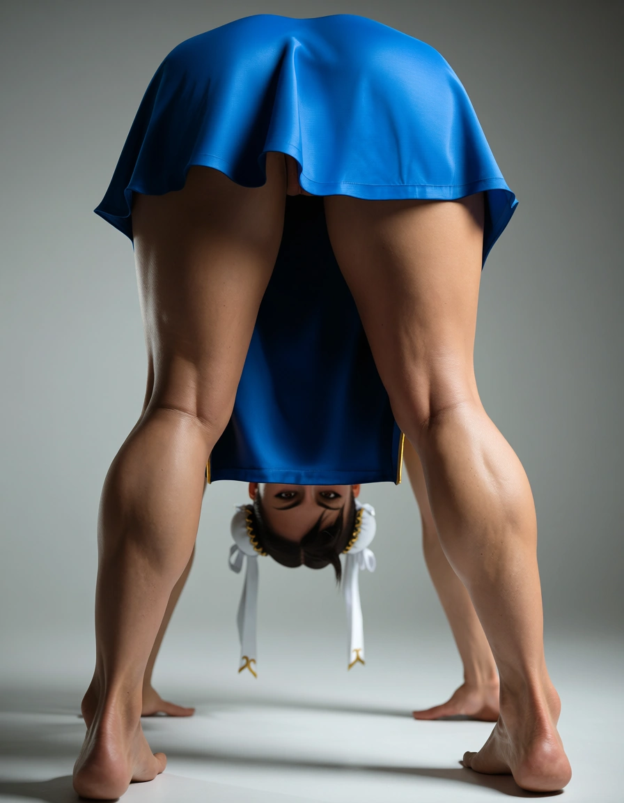 Chun-Li of the video game street fighter, splited short blue dress going down above the knees, with a lucious body, standing ready to fight, pussy not visible, pussy hidden, background empty and white, feet visible, score_9, score_8, candid photo, realistic skin texture, visible skin pores, film grain, depth of field, score_9, score_8, candid photo, realistic skin texture, visible skin pores, film grain, depth of field, score_9, score_8, candid photo, realistic skin texture, visible skin pores, film grain, depth of field, score_9, score_8, candid photo, realistic skin texture, visible skin pores, film grain, depth of field, score_9, score_8, candid photo, realistic skin texture, visible skin pores, film grain, depth of field, score_9, score_8, 3d render, octane render, subsurface scattering, ray tracing, smooth shading, score_9, score_8, cinematic film still, anamorphic, film grain, dramatic lighting, shallow depth of field, score_9, score_8, amateur photo, phone snapshot, realistic skin texture, skin blemishes, soft indoor lighting