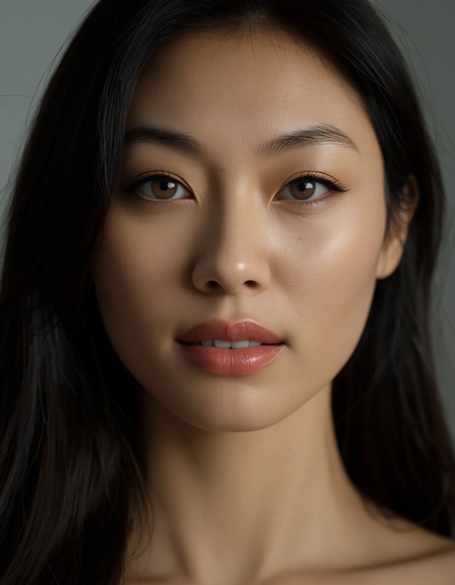 Realistic tits Asian woman, score_9, score_8, candid photo, realistic skin texture, visible skin pores, film grain, depth of field