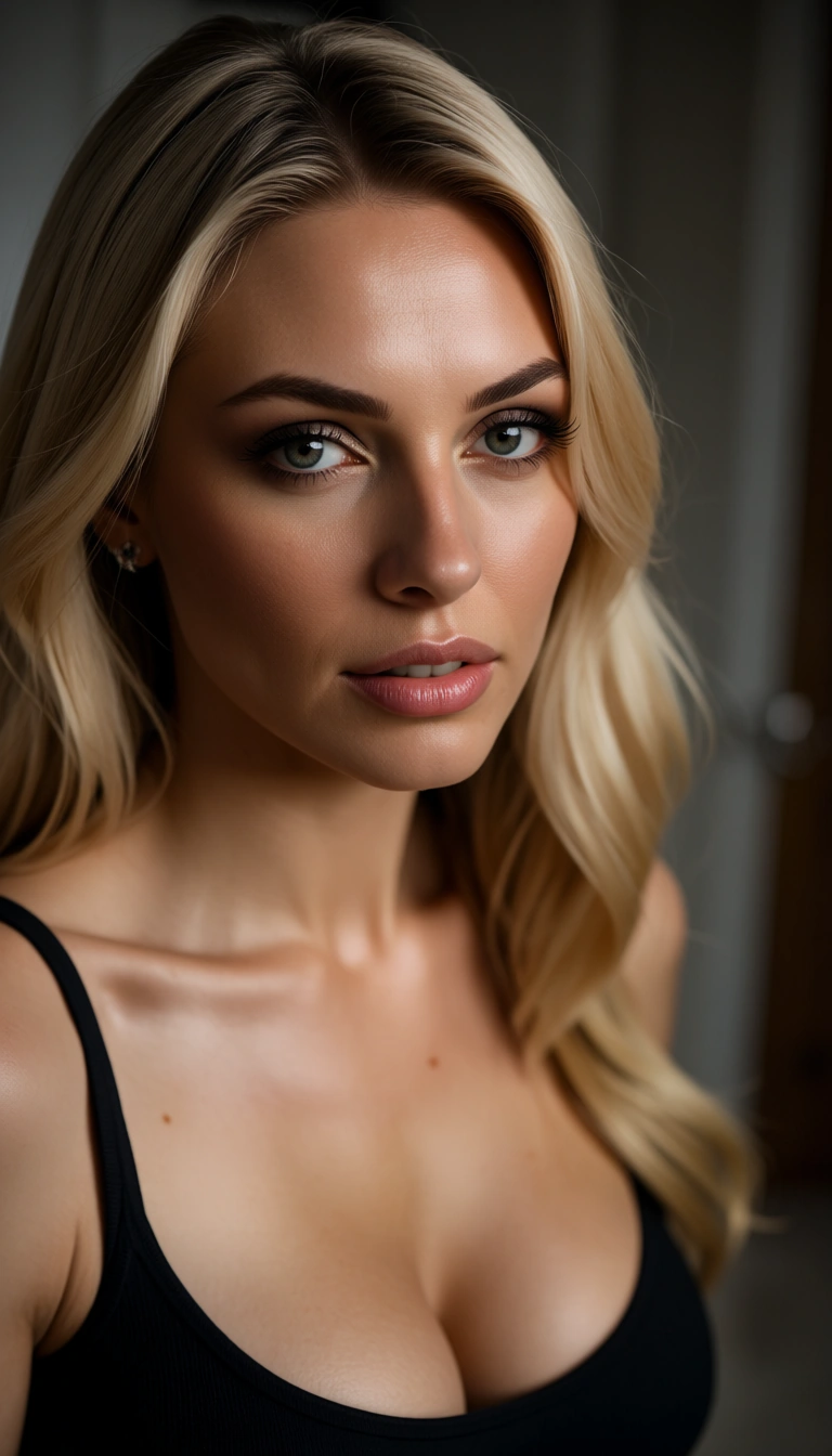 Zwei blonde großem busen und schwarzen High heels nackt Küssen sich seitenansicht