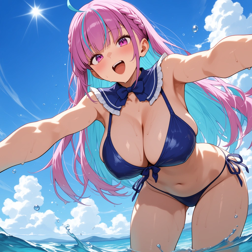 hentai_studio_quality, 1girl solo minato aqua nipple_tweak