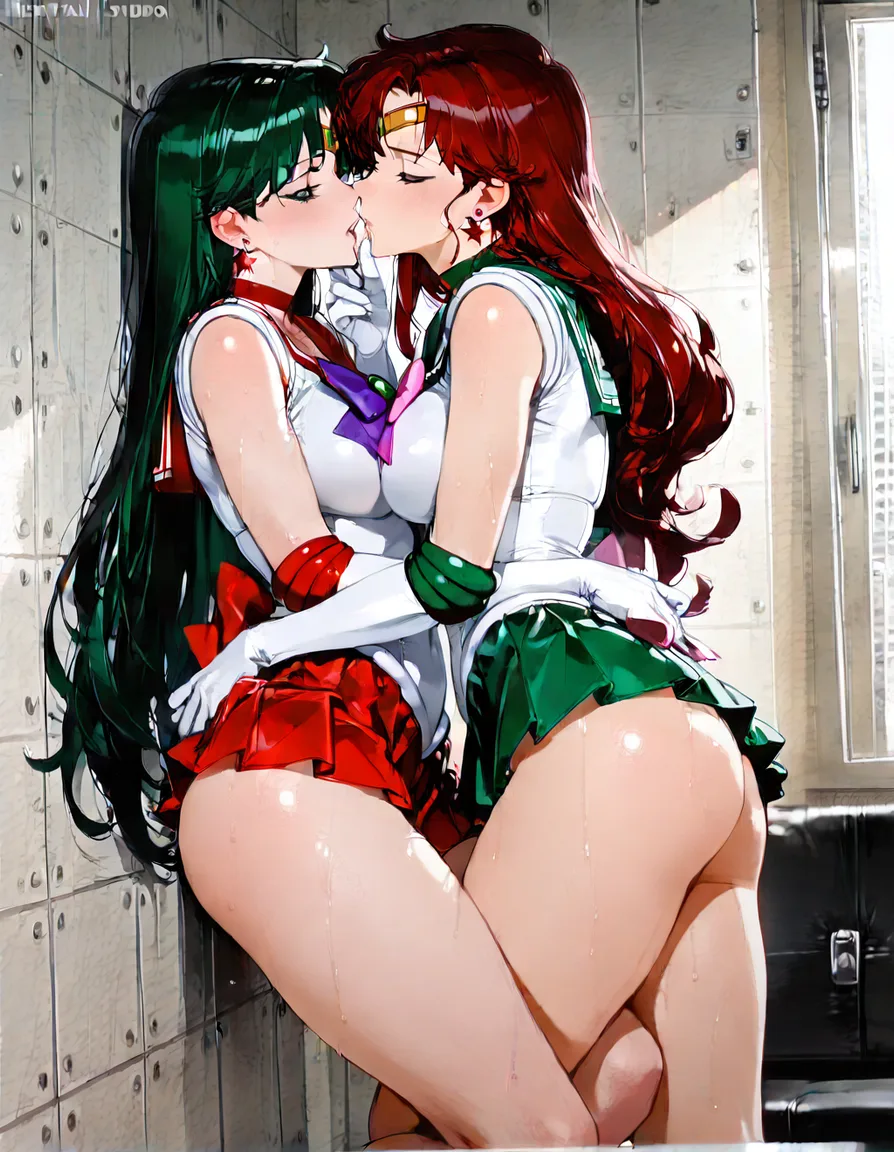 sailor jupiter, sailor mars, yuri, hentai_studio_quality