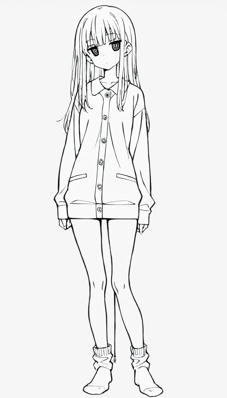 ultra detailed, crisp, 2girls, hair pull, buttons, socks, white background, clean lineart