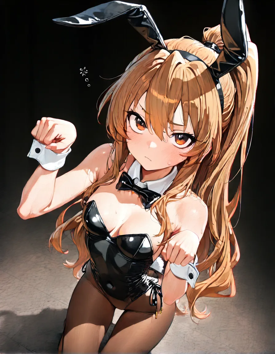 @aisaka_taiga playboy_bunny , rabbit_tail , paw_pose, hentai_studio_quality