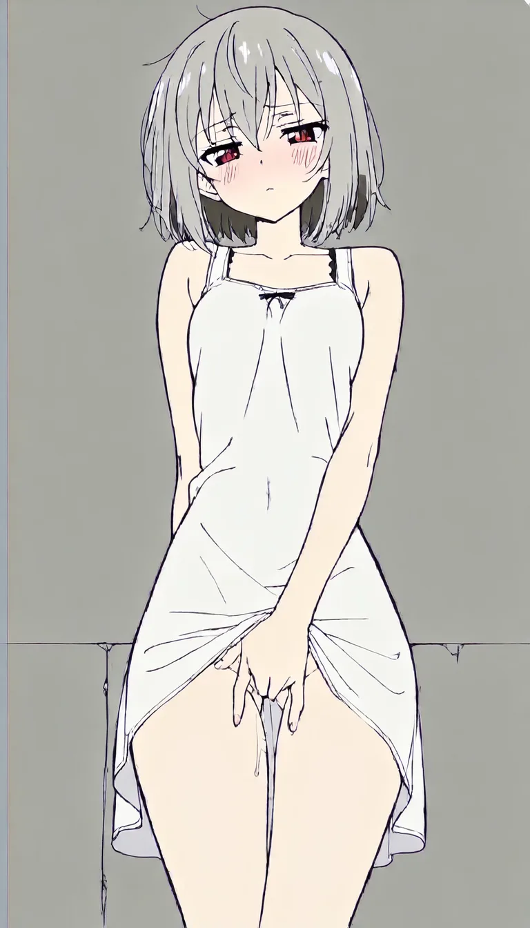 Cute, tight Asian girl that is fingering herself while wearing a small white dress exposing her small tits
