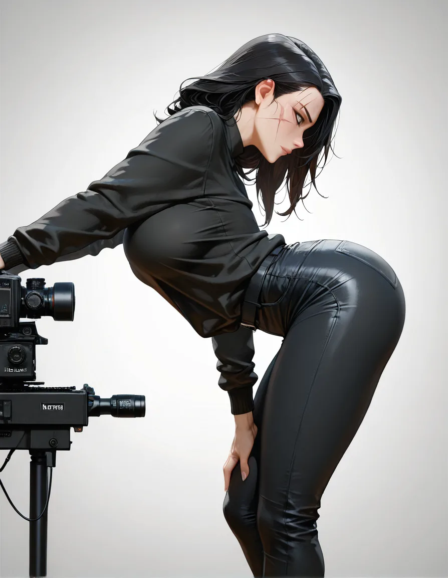 cinematic photo, 8k, side view, milf, bent over, scar, transparent background, dslr quality, hentai_studio_quality, hentai_studio_quality