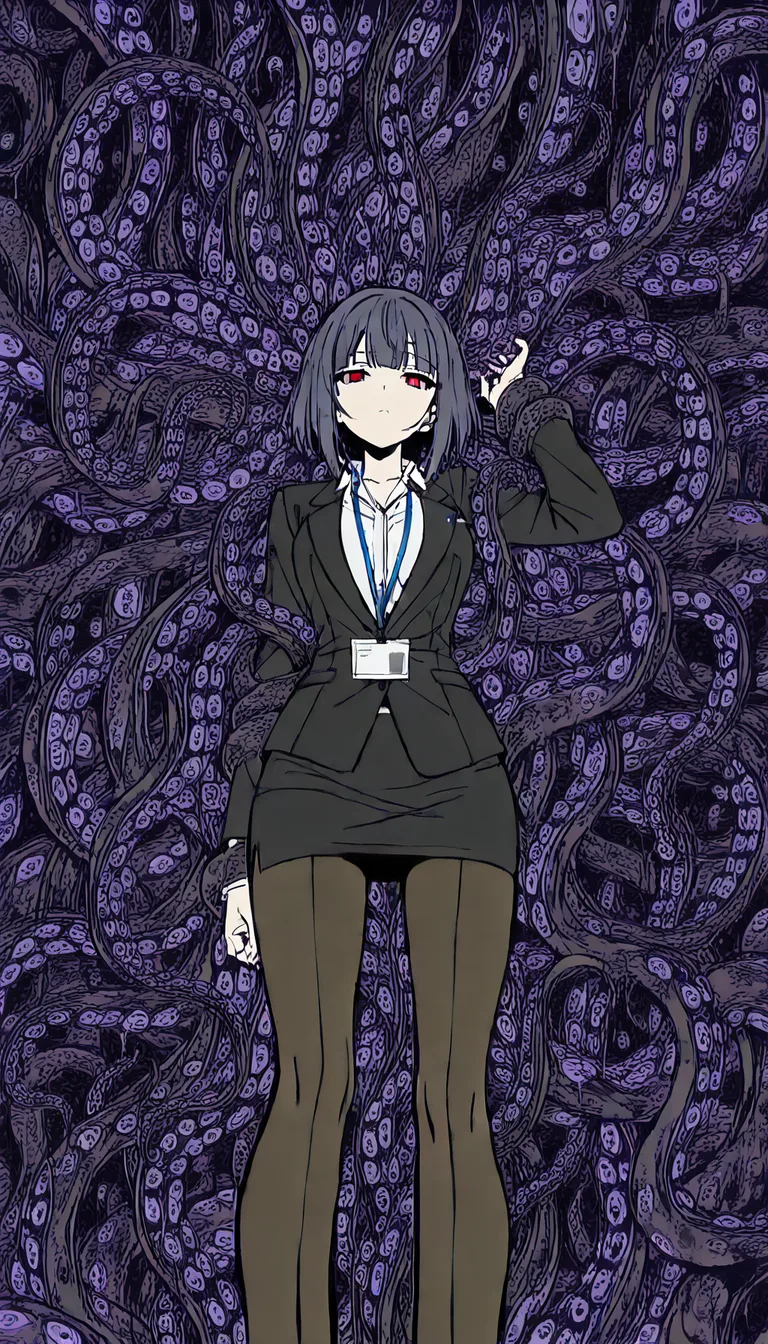 masterpiece, fine detail, office lady, official alternate costume, tentacle, wild energy, POV, hentai style