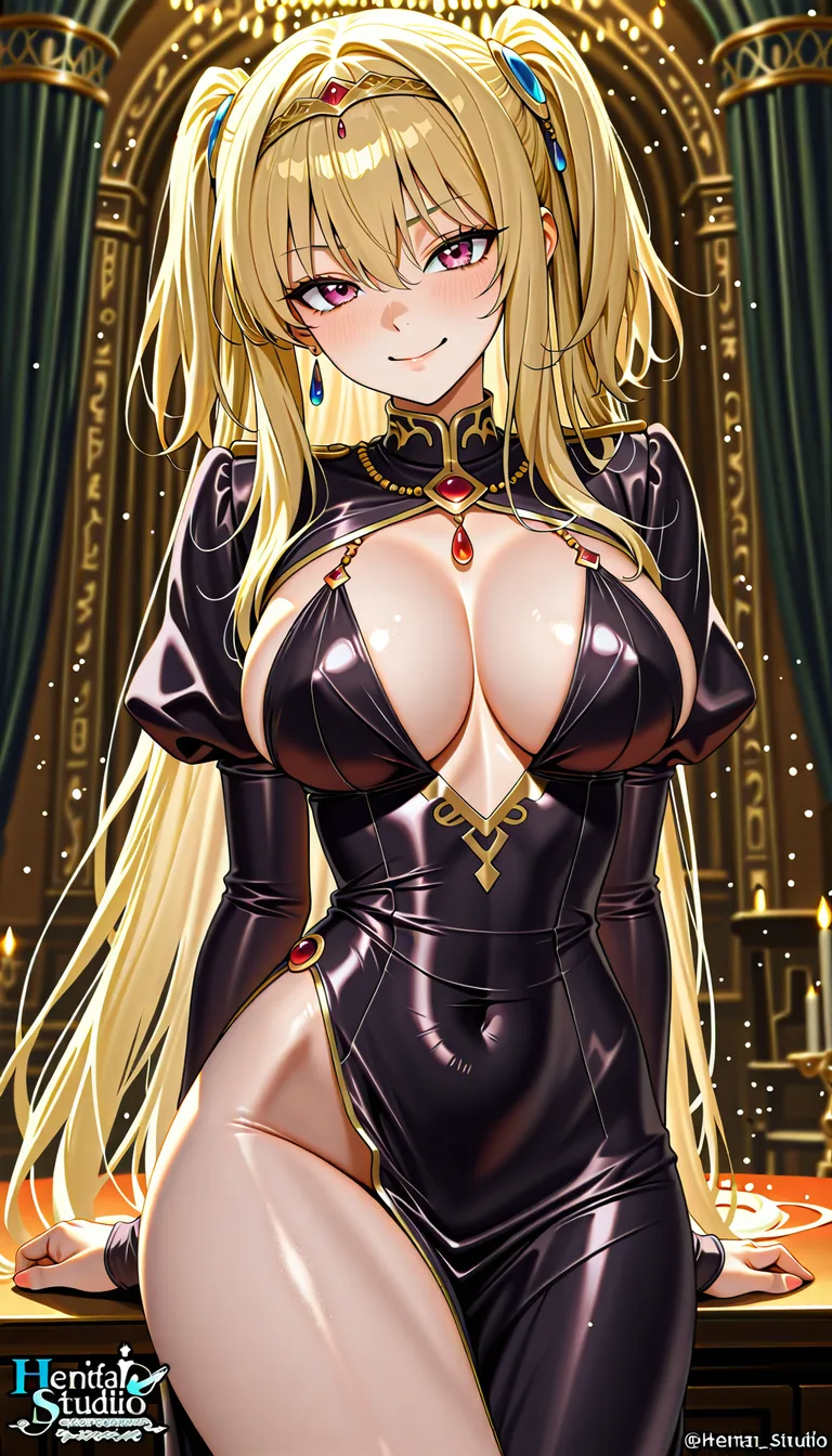 uma linda mulher de18 anos anime Bem pequena estilo  Com a boca bem definida Com batom vermelho e Com Um vestido vermelho bem curtinho transparente Ela está de costas Para a Câmera Com as mãos na parede Empinando bem a bunda Com as pernas afastada Visão Corpo inteiro olhando para a Câmera Ela está no quarto usando Sapatos auto vermelho Ela está Levemente suada E olhando firmemente para o espectador 


x, hentai_studio_quality