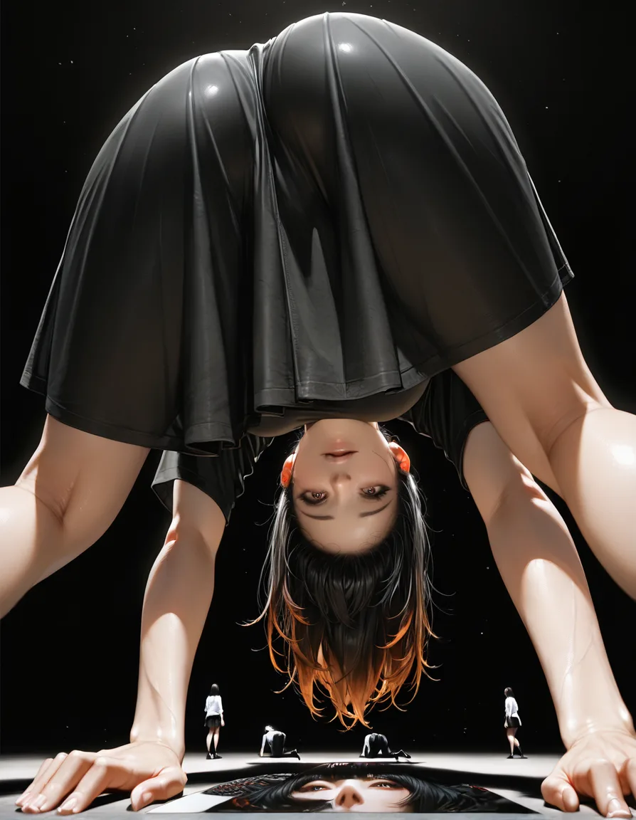 RAW photo, ultra realistic, low angle, 4girls, on all fours, fingernails, black background, hyperrealistic, hentai_studio_quality