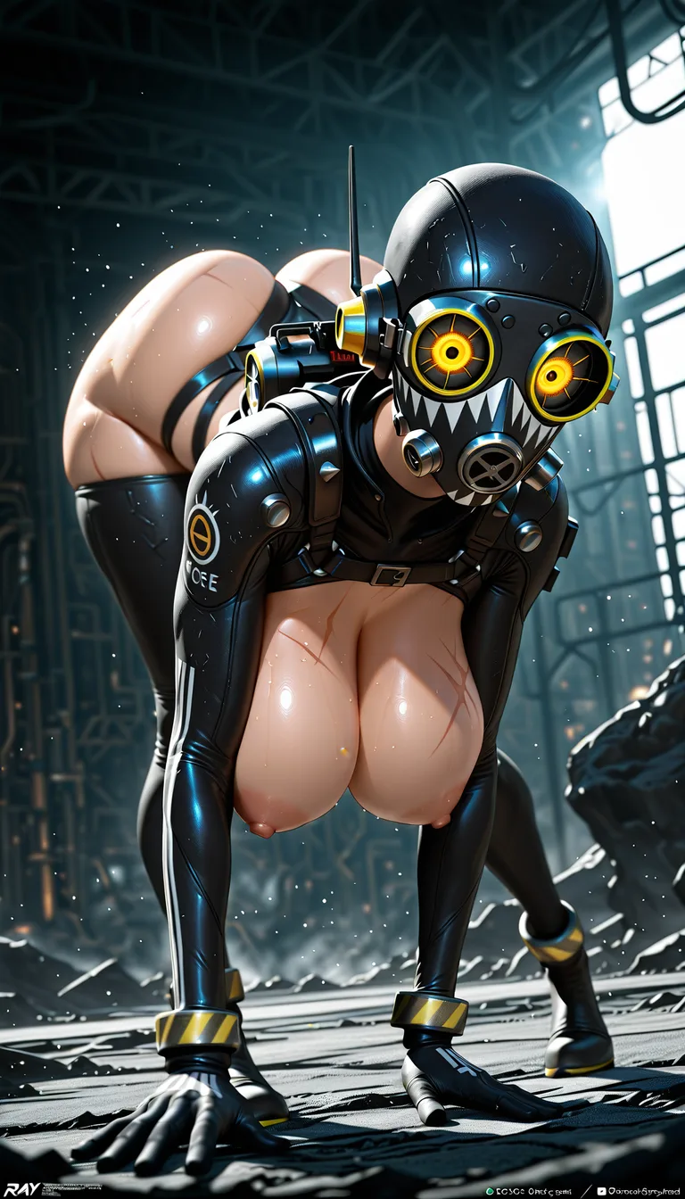 unreal engine, detailed, 1girl, scar, jewelry, bent over, high poly model , big boobs and big ass., score_9, score_8, 3d render, octane render, subsurface scattering, ray tracing, smooth shading