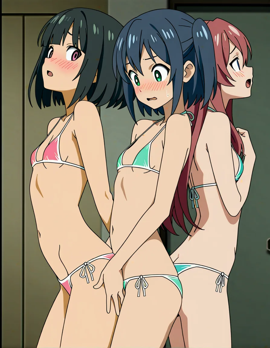 best quality, explicit detail, 5girls, tiny bikini, humping, skinny, eroge, aesthetic, blushing hentai_studio_quality, hentai_studio_quality, (anime style:1.3), 2d, anime screencap, cel shading, flat color, @00osamio00, hentai_studio_quality, (anime style:1.3), 2d, anime screencap, cel shading, flat color, @00osamio00