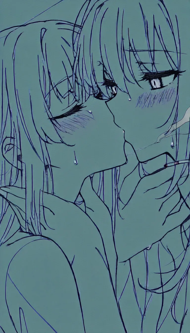 lesbian 2girl rimming and one futanari kissing The other girl While smoking