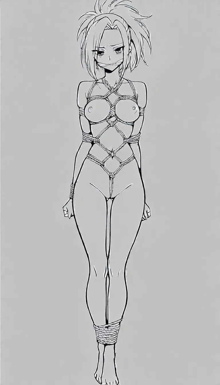 momo yaoyorozu nude bondage shibari gagged
