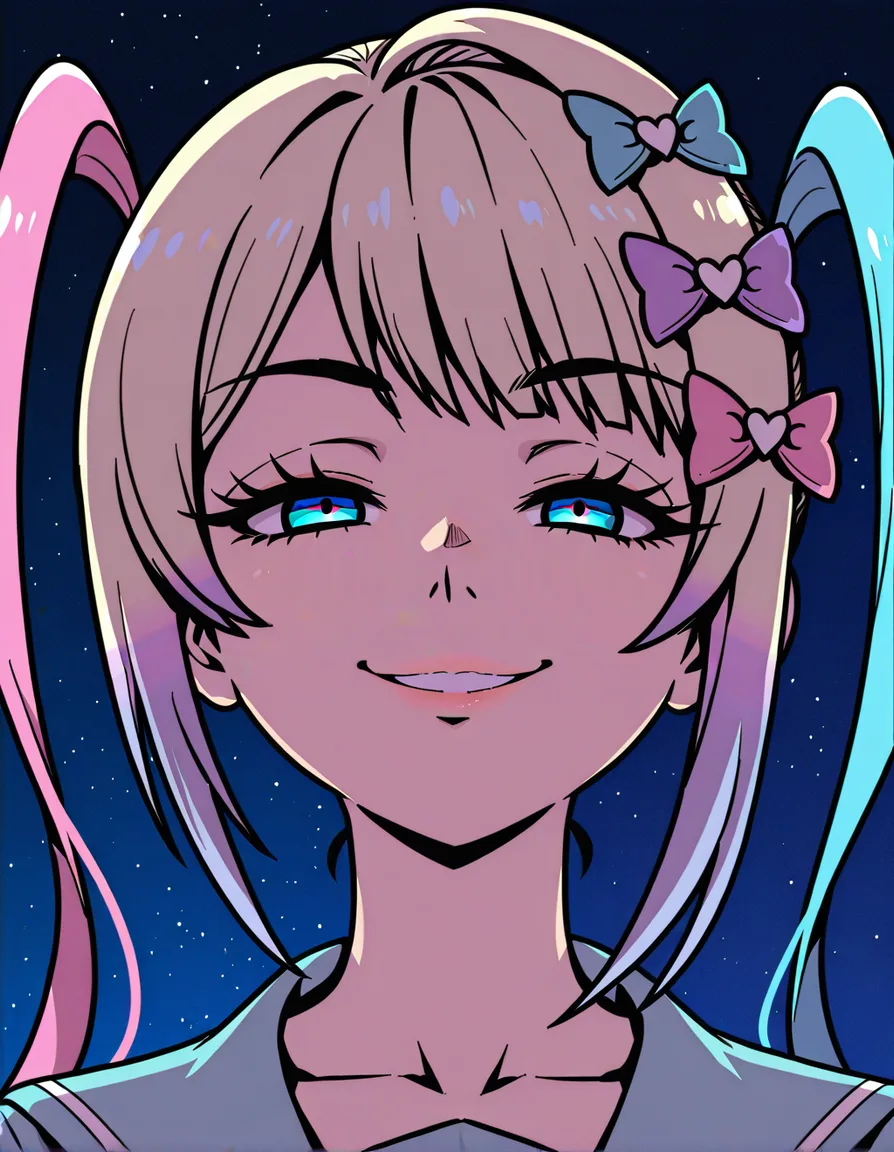 @chouzetsusaikawa_tenshi-chan, 1girl, solo, naughty_face, smile, looking_at_viewer, akairiot_artstyle, (anime style:1.3), 2d, anime screencap, cel shading, flat color, @00osamio00