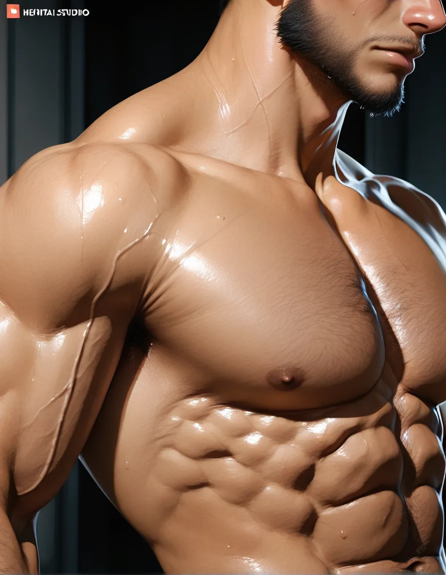 RAW photo, ultra realistic, close-up, 1boy, topless, muscular male, wild energy, photorealistic, hentai_studio_quality