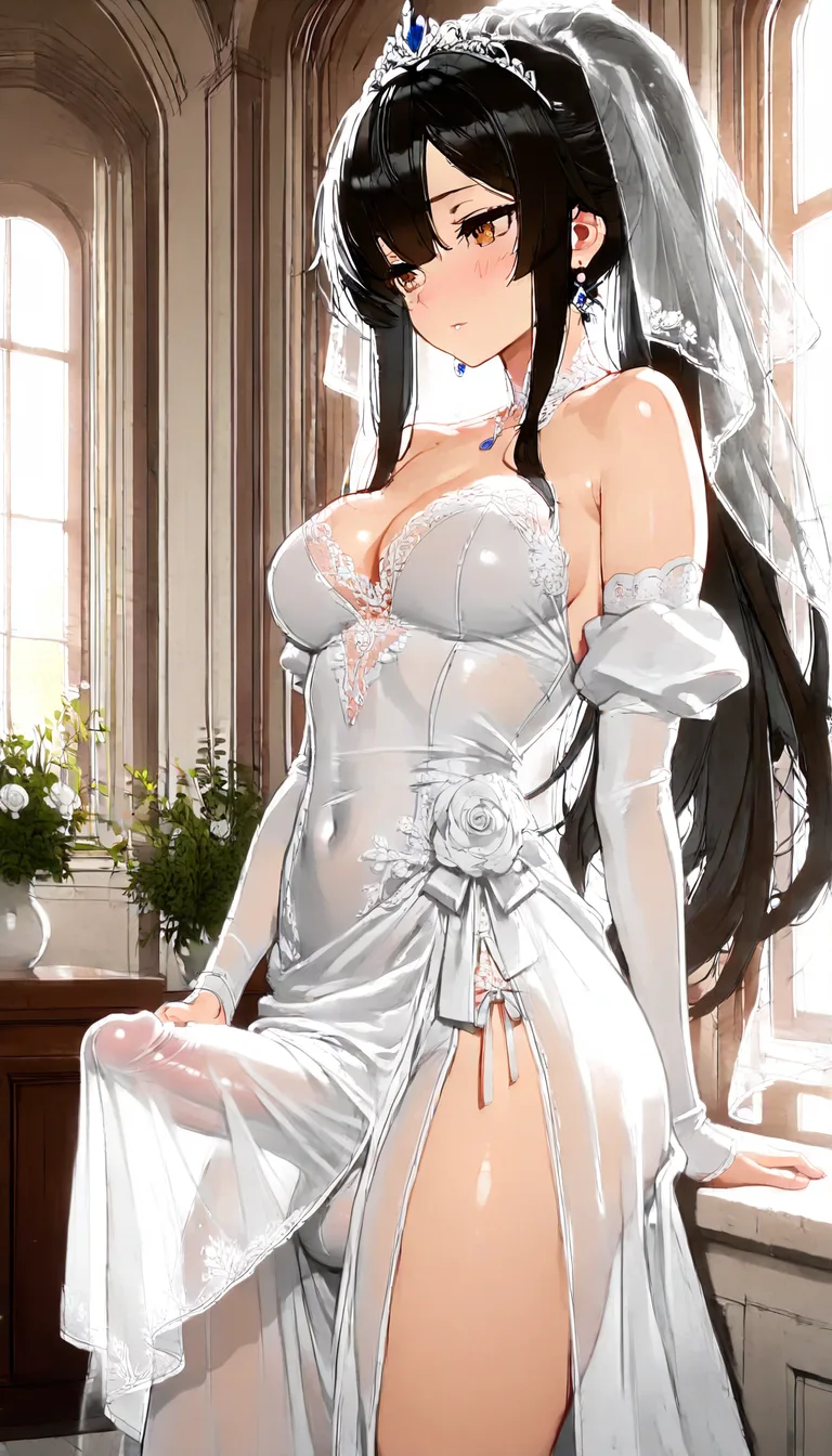 hentai, futanari, wedding_dress, erection_under_clothes