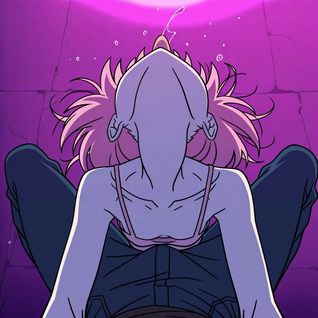 skinny asian woman, pink hair, riding a mans dick, man front, view from above, bouncing hips in a steady rhythm, head tilted back, mouth open moaning, eyes half-closed, intense pleasure, flushed face, detailed face, soft lighting