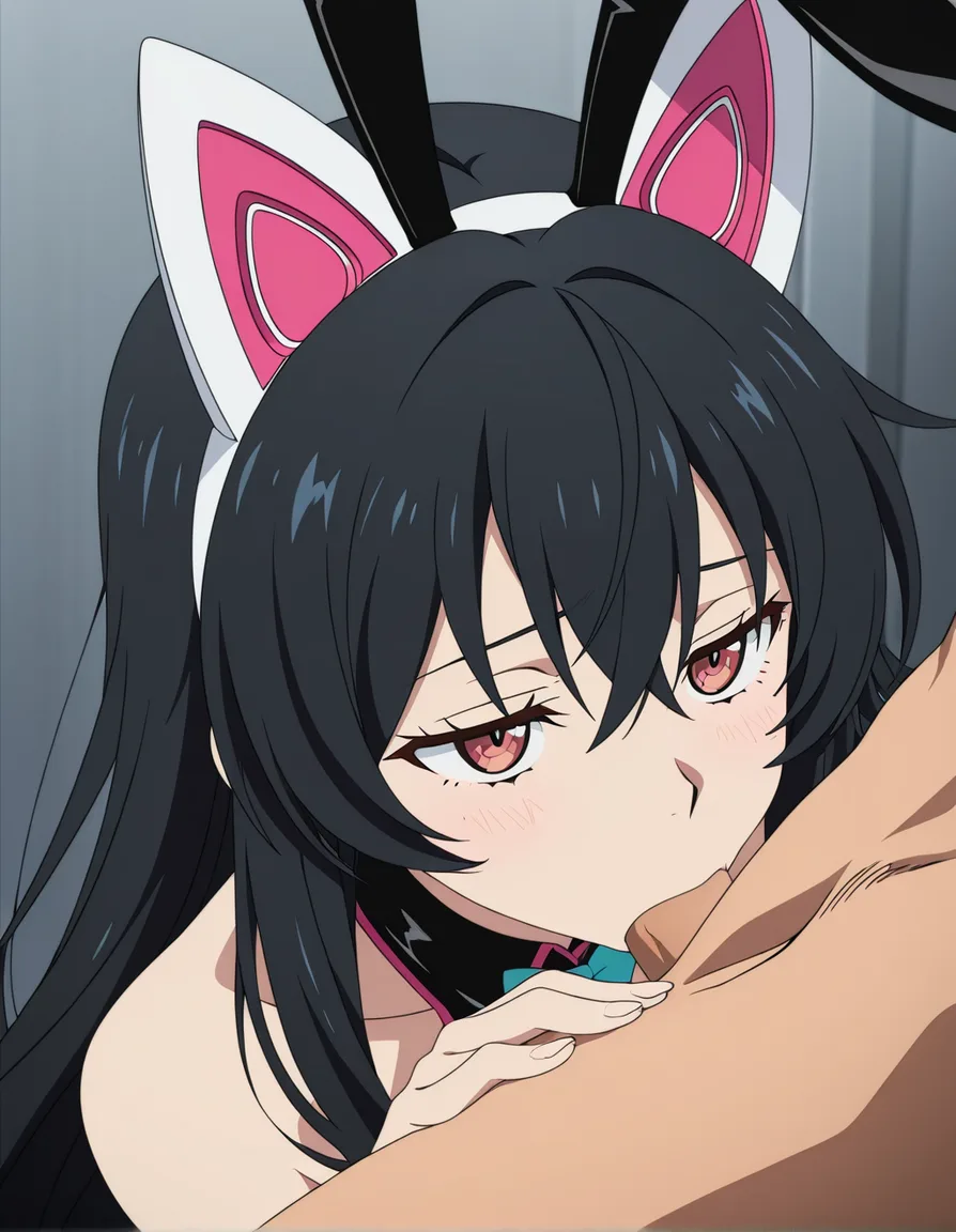 best quality, clean lines, 1girl, blowjob, fake animal ears, official alternate costume, cel shading, (anime style:1.3), 2d, anime screencap, cel shading, flat color