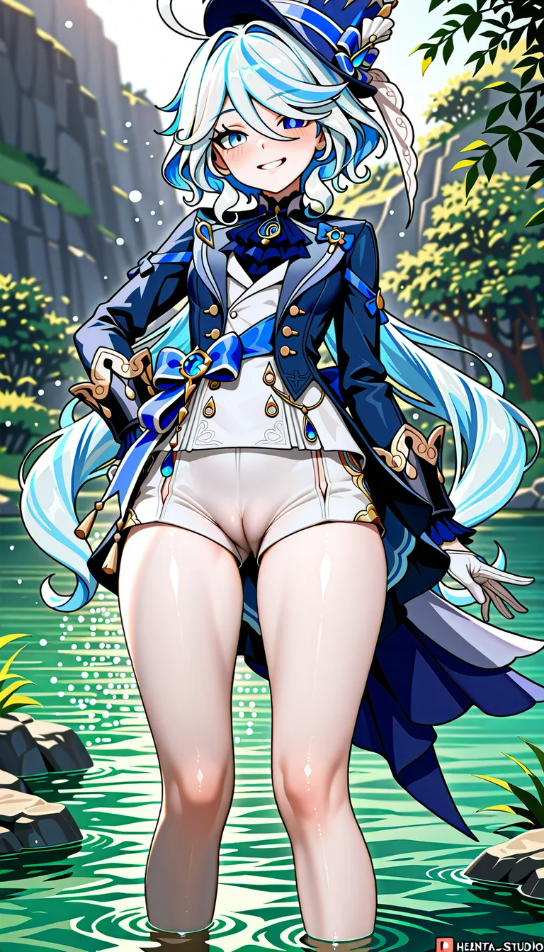 Masterpiece, Genshin impact stylem Furina, , shorts, cameltoe, lake, outfit, smile,.,,, value:0.1 for: hentai_studio_quality.,,,,,,,,, hentai_studio_quality, hentai_studio_quality, hentai_studio_quality, hentai_studio_quality, hentai_studio_quality, hentai_studio_quality, hentai_studio_quality, hentai_studio_quality, hentai_studio_quality, hentai_studio_quality, hentai_studio_quality