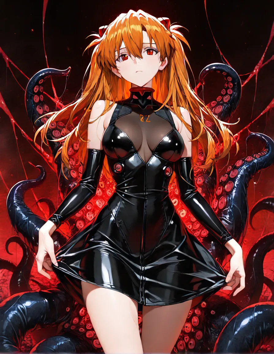 masterpiece, best quality, neon_genesis_evangelion ,Rei Ayanami , black_dress , tentacles, hentai_studio_quality