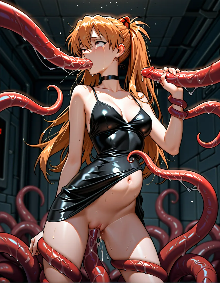 masterpiece, best quality, neon_genesis_evangelion , Rei Ayanami , crying, black_dress , tentacles, fellatio , vaginal , pregnent , hentai_studio_quality, hentai_studio_quality, hentai_studio_quality