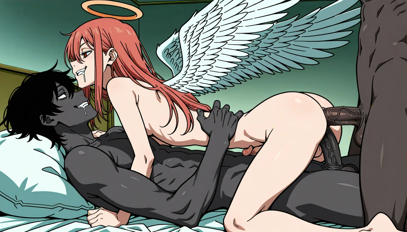 Chainsaw_Man_style
Tatsuki_Fujimoto_style
Chainsaw_Man_anime_style
in_the_style_of_Chainsaw_Man
Chainsaw_Man_anime_screencap
MAPPA_Chainsaw_Man_style
Angel_Devil_(Chainsaw_Man) 
(femboy_angel_devil:1.4)

otoko_no_ko, gay, yaoi, femboy, male, red_hair, long_hair, angel_wings, halo, on_bed, (african_black_male:1.3)

(gay_anal_sex_with_african_black_male_with_big_black_penis:1.4)

cowgirl_position, from_side, drooling, naughty_smirk, anal_penis_insertion