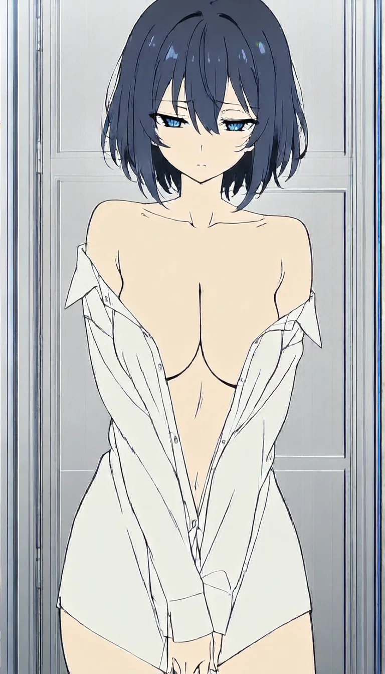 A woman takes off all her clothes, shakes her breasts, and seduces sexily.