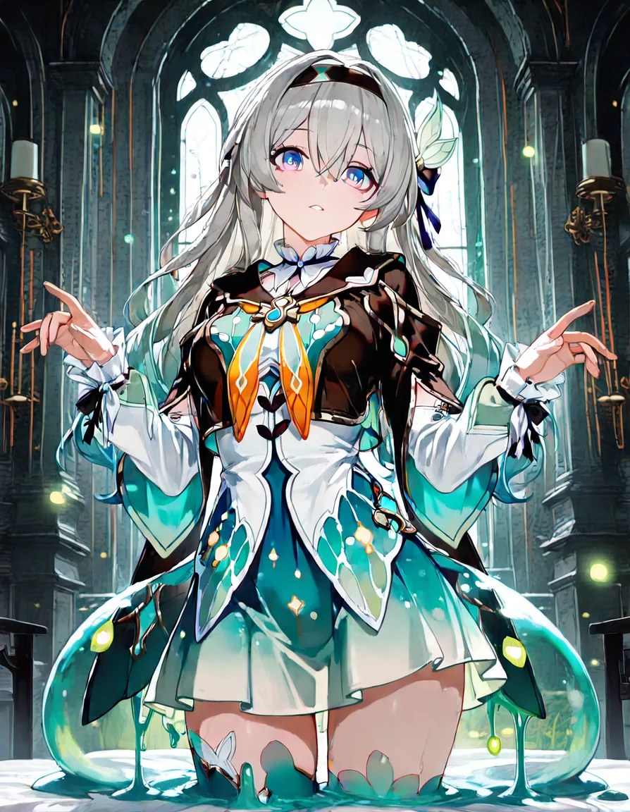 Firefly, honkai_star_rail, slime, inside_slime, clothes_dissolving, hentai_studio_quality