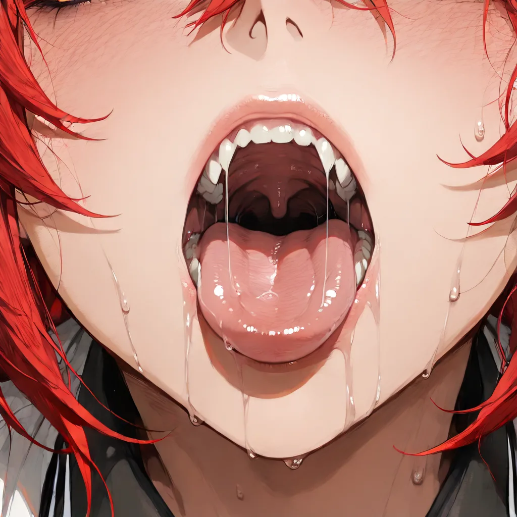 masterpiece, best quality, redhead woman, mouth open, sucking cock, close-up, hentai_studio_quality
