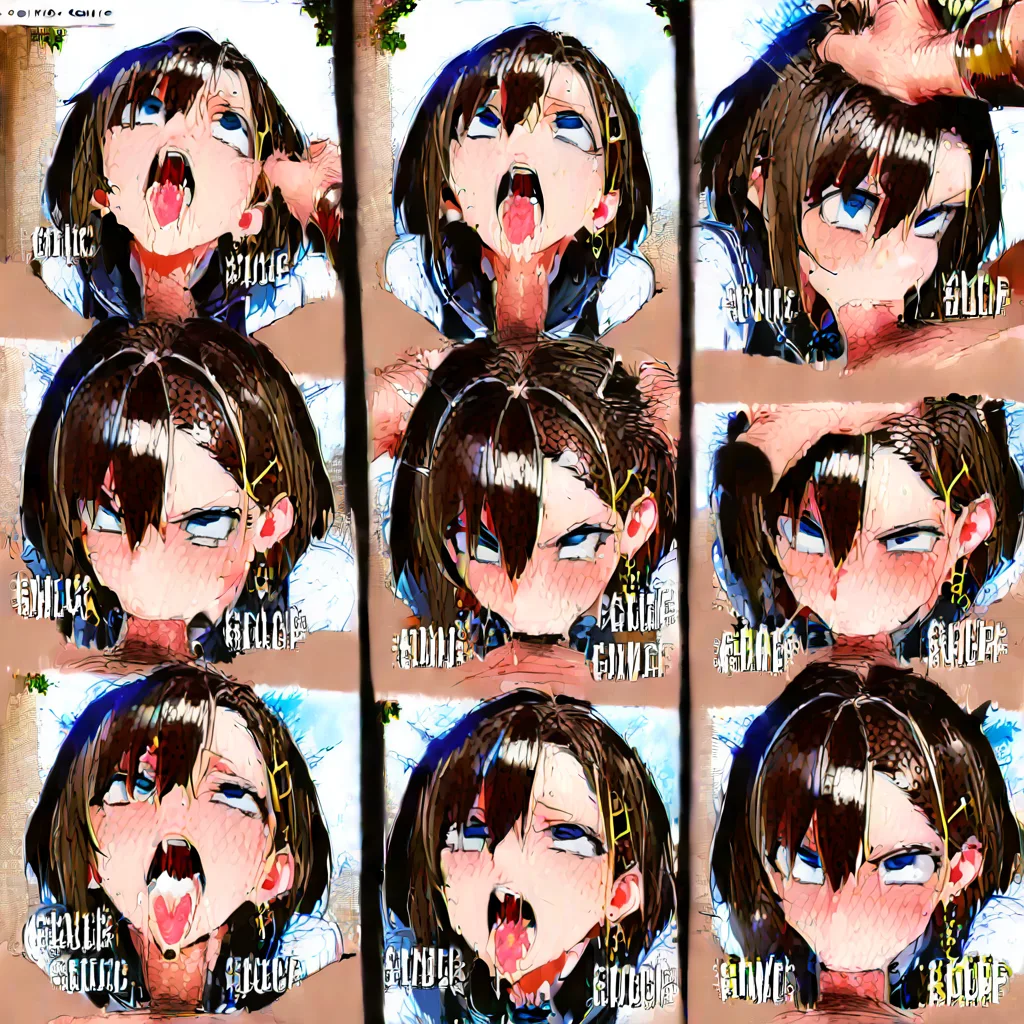 masterpiece, best quality, soft cel shading, eye contact,(deepthroat_blowjob:1.5) enthusiastic fellatio , face focused, head bobbing, expressive, medieval village inn setting, (lactation:0.5), drool, (comic:2.0), woman gagging, swirling tongue movement, grabbing_another's_hair, (ahegao:1.3), (crazed_smiling_crossed_eyed_teary-eyed:1.2)