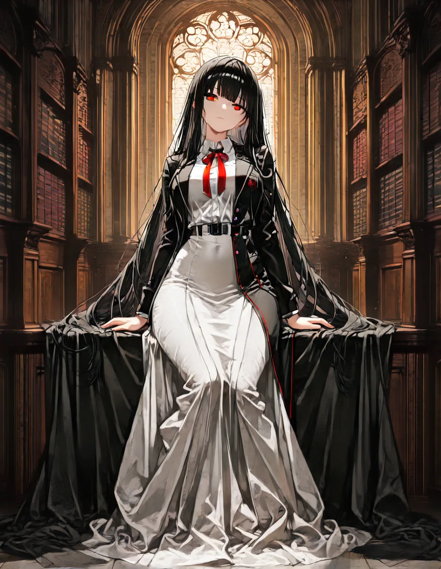 Head_tilt ,long_dress,long_hair,school_uniform, hentai_studio_quality