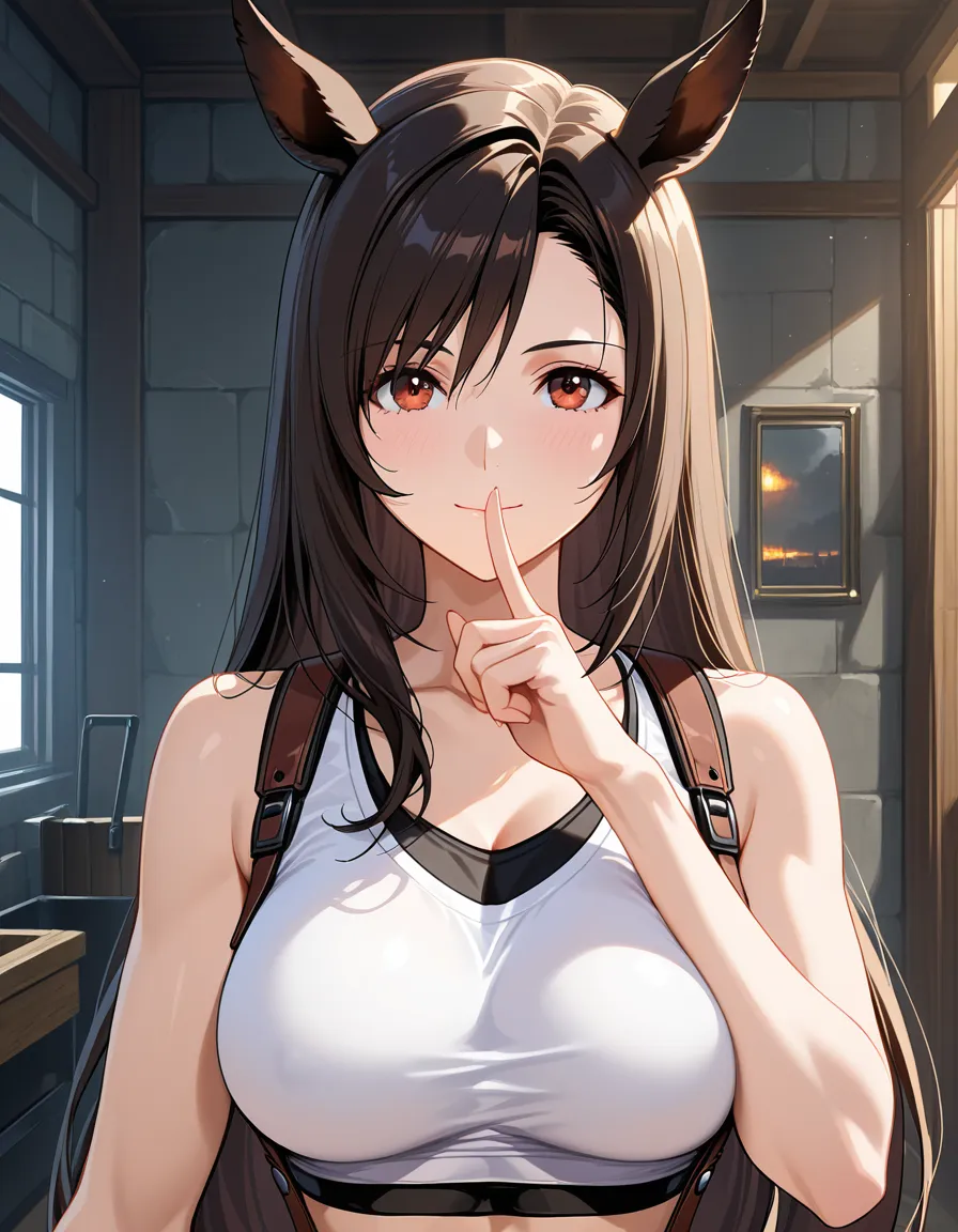 tifa_lockheart, horse_girl , harnessed to a cart, hentai_studio_quality