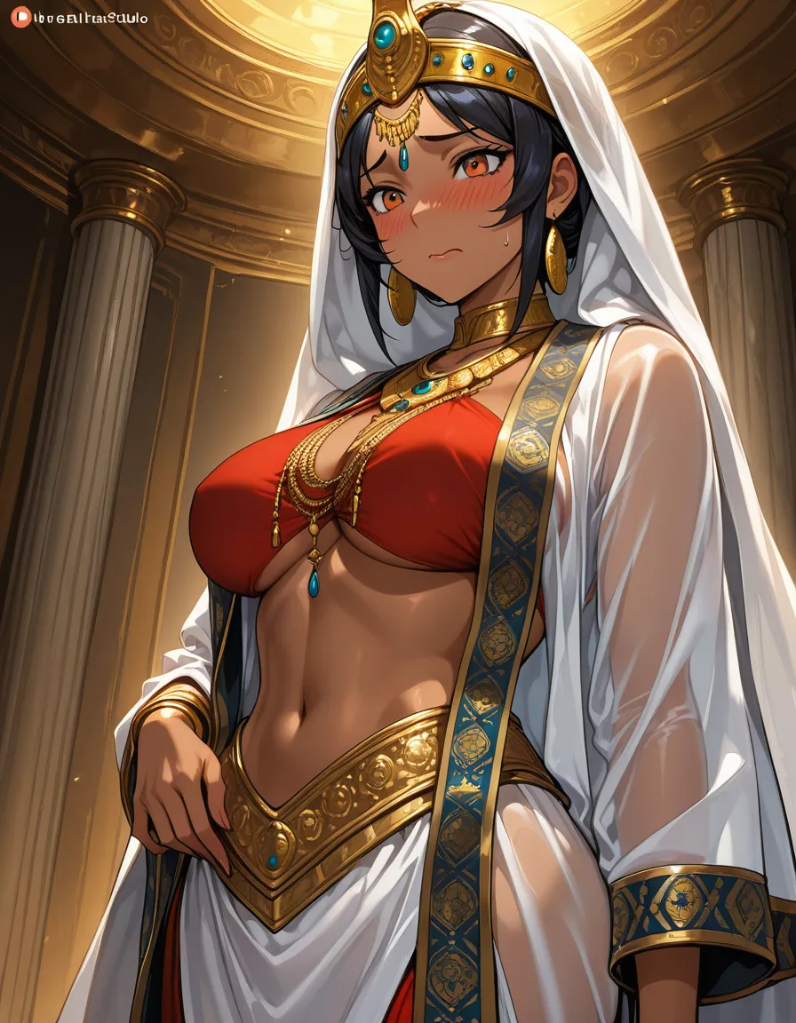 girl, indian, empress, queen, indian_Clothes, indian_girl, blush, nervous, hentai_studio_quality