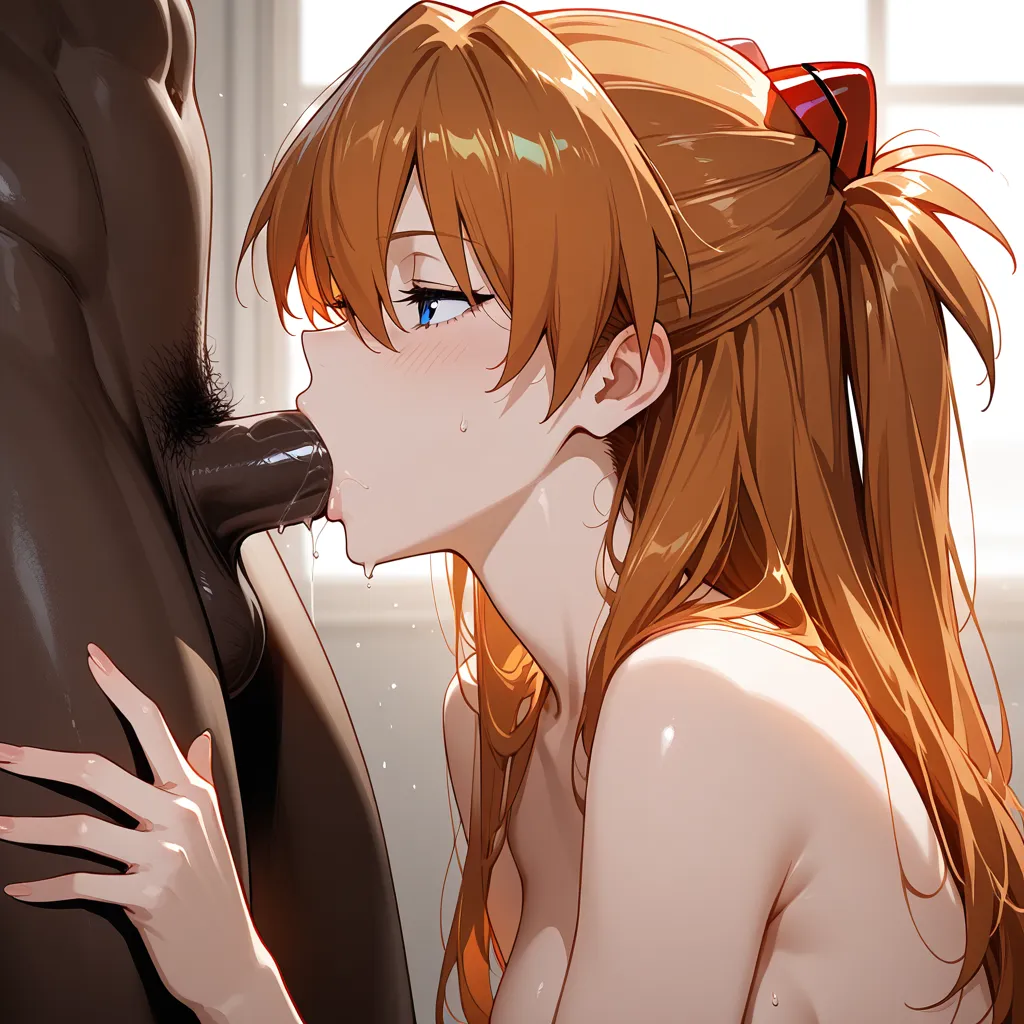 @souryuu_asuka_langley, completely_nude, from_side, fellatio, interracial