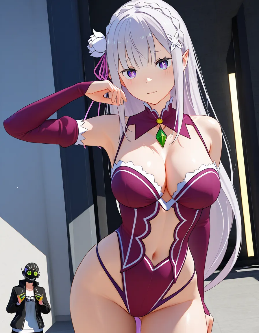 @beatrice_(re:zero), @emilia_(re:zero), 2girls, sexy, score_9, score_8, 3d render, octane render, subsurface scattering, ray tracing, smooth shading
