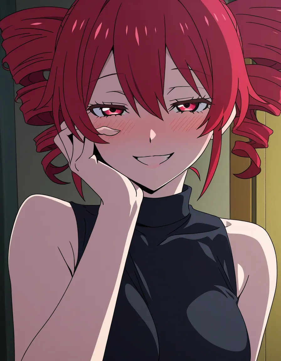 @kasane_teto pov naughty_face 1girl solo blush, (anime style:1.3), 2d, anime screencap, cel shading, flat color, @00osamio00