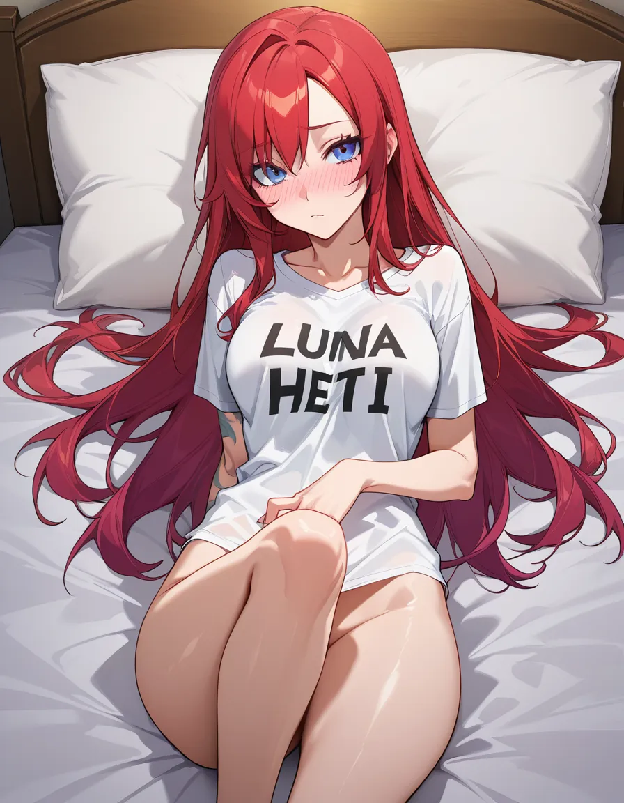 @jinx_(league_of_legends) on_back bed spread_legs naked_shirt blush, hentai_studio_quality