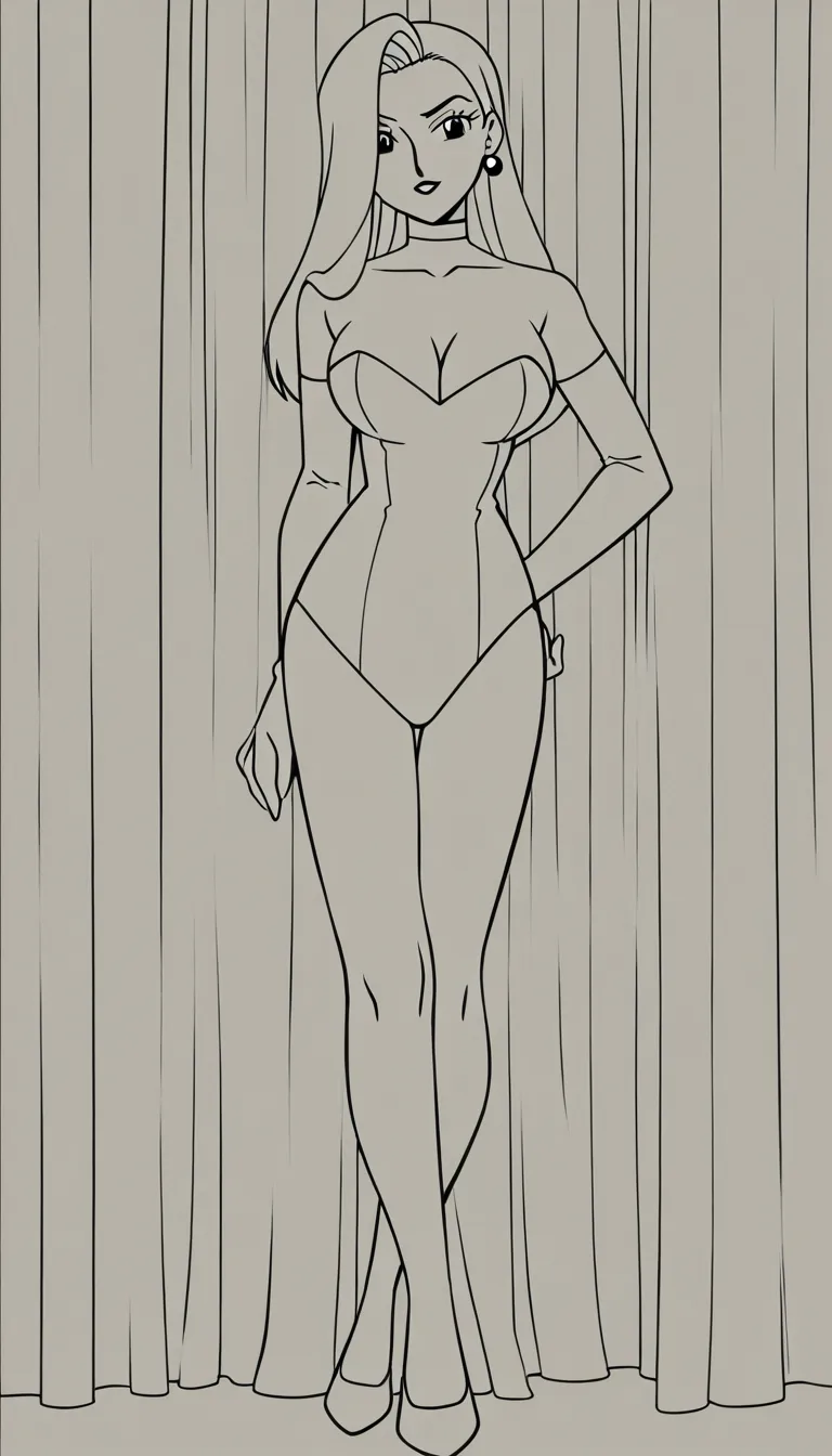 {a breathtakingly sultry | a provocatively candid | a high-glamour pin-up} {full-body | medium shot} of Jessica Rabbit, captured in {a dimly lit, smoky jazz club | a lavish Art Deco bedroom with velvet curtains | a spotlighted backstage dressing room}. She is posing with {an expression of playful confidence | a heavy-lidded, bedroom gaze | a mischievous smirk}, her iconic {long, flowing crimson hair | voluminous red waves} cascading over one shoulder. With {a slow, deliberate motion | a daringly bold gesture}, she uses one {manicured hand | gloved hand} to pull down the plunging neckline of her {shimmering sequined | satin-finish | form-fitting} red dress, explicitly exposing her breasts and revealing {firm, erect pink nipples | prominent, peaked rosy nipples} that contrast vividly against her pale, creamy skin. The lighting is {dramatic chiaroscuro | warm and golden | neon-tinged}, casting {deep, sensual shadows | a soft glow} across her exaggerated hourglass curves and the {deep cleavage | soft swell} of her chest. The image is rendered in {a hyper-realistic 8k cinematic style | a lush, stylized 1940s animation aesthetic | a vivid oil painting style}, emphasizing the {tactile texture of the fabric | glistening skin | shimmering sequins} and the {electric tension | raw eroticism} of the moment, shot from a {slightly low angle | direct eye-level | intimate close-up} to maximize the impact of her provocative reveal.