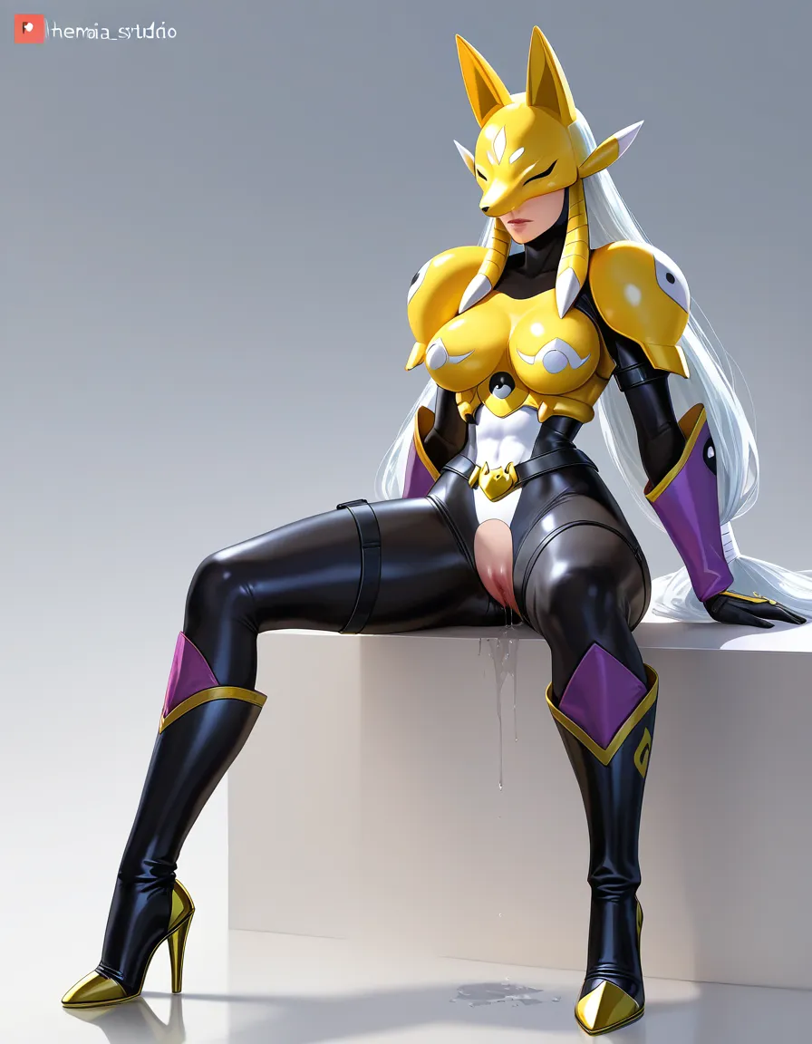 ultra detailed shading, masterpiece, clean art, highly_detailed, best_quality, sakuyamon, very_long_hair, white_hair, twintails, hentai_studio_quality, realistic, high_heel_boots, pussy_juice, full_body, skin_tight, defined_legs, leaking_pussy, hentai_studio_quality, tank_top, micro_shorts, bent_over, presenting, wedgie, ass_focus, looking_back, bedroom, hentai_studio_quality