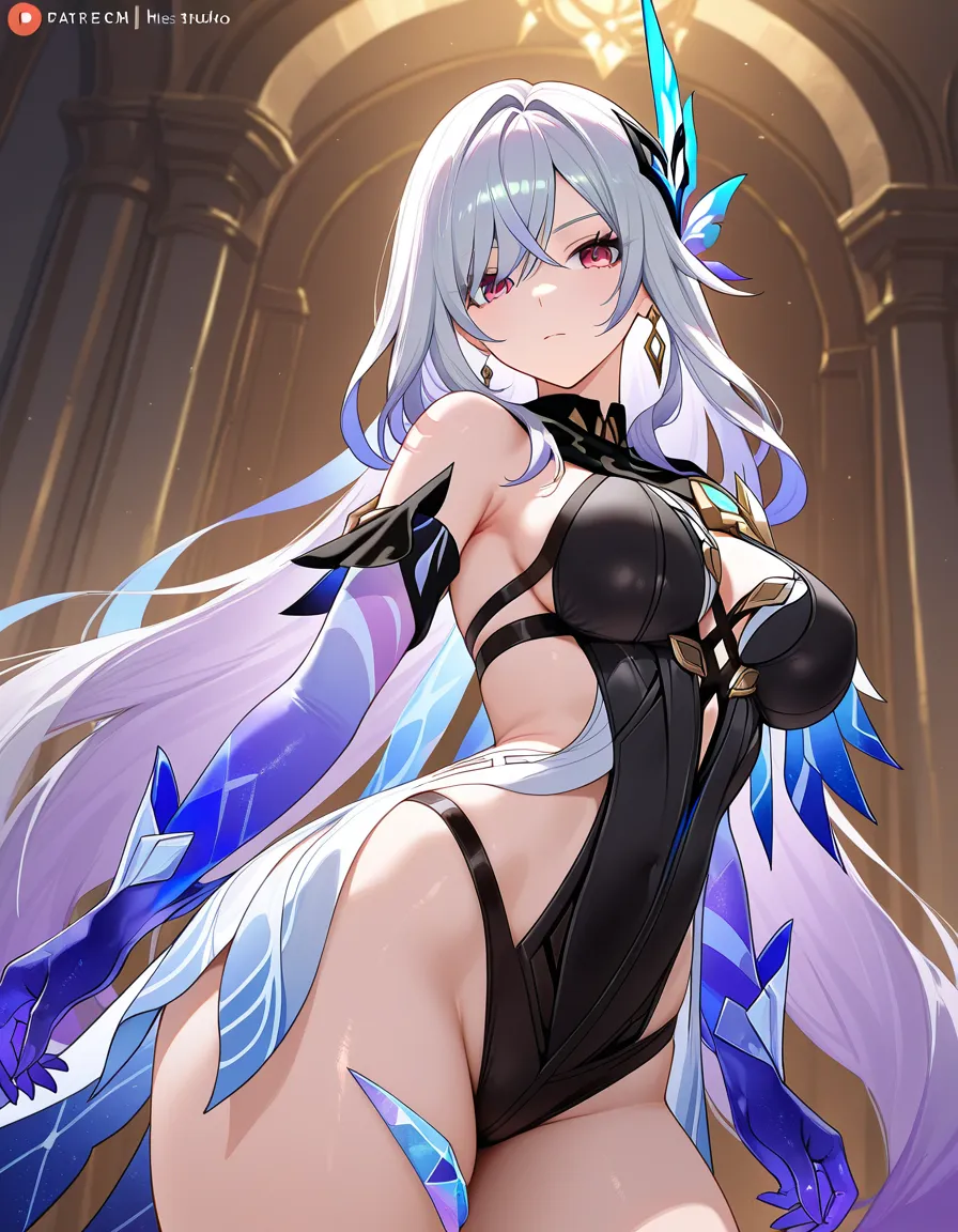 masterpiece, fine detail, skirk_(genshin_impact), hentai_studio_quality