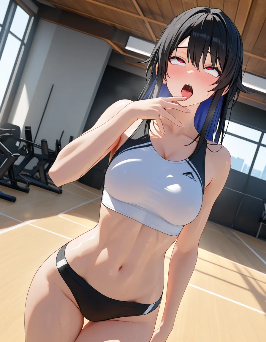masterpiece, clean art, fitness model, groin, alternate costume, ahegao, hentai style, score_9, score_8, 3d render, octane render, subsurface scattering, ray tracing, smooth shading