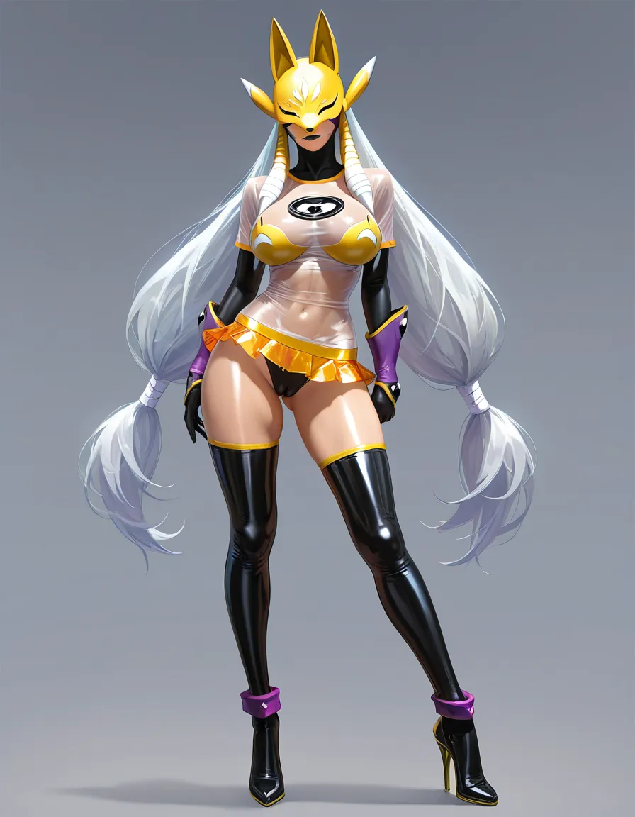 ultra detailed shading, masterpiece, clean art, highly_detailed, best_quality, hentai_studio_quality, realistic, sakuyamon, very_long_hair, white_hair, twintails, shiny_skin, shiny_clothes, alternate_costume, microskirt, cameltoe, high_heels, thighhighs, see-through_shirt, presenting, nipples, squatting, pussy_juice, fit_female, revealing_clothes, bimbo, full_body, solo_focus, street, public_indecency, slutty, from_side,, hentai_studio_quality