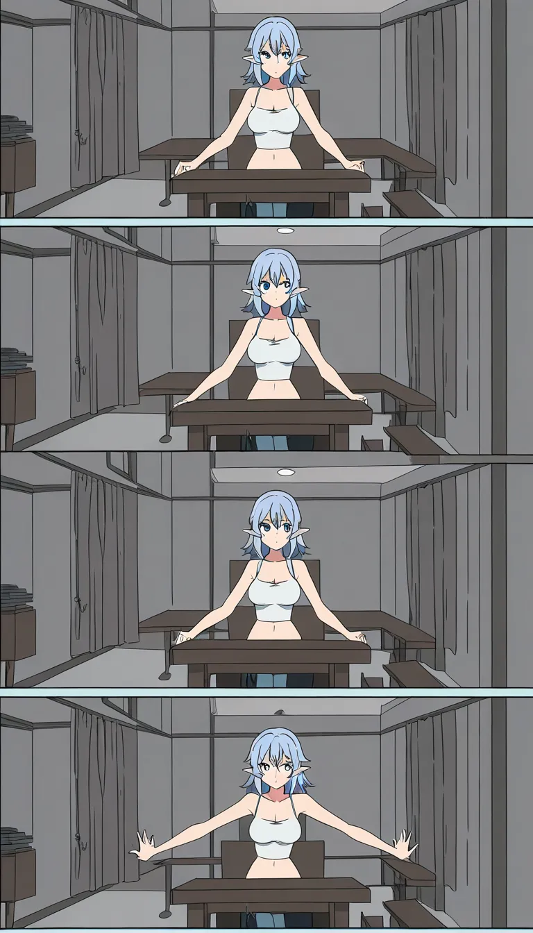 ultra HD, lifelike, medium shot, demon girl, stripping, pointy ears, table, intense passion, RAW photo