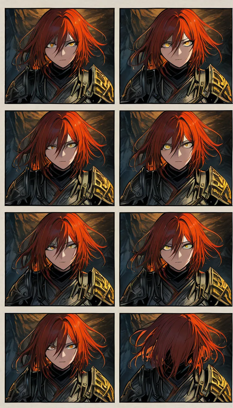 (masterpiece), (best quality), (ultra-detailed), fine texture details, full color, rich colors, sharp focus, subtle gradients and layered shading, natural skin tones, detailed eyes, individually rendered hair strands, manga page, comic page, multi-panel layout, professional composition, a female adventurer in armor inside a cave is attacked by a yellow, translucent slime that envelops her entire body, the woman is struggling inside the slime, Japanese sound effects, Japanese speech bubbles, hentai_studio_quality