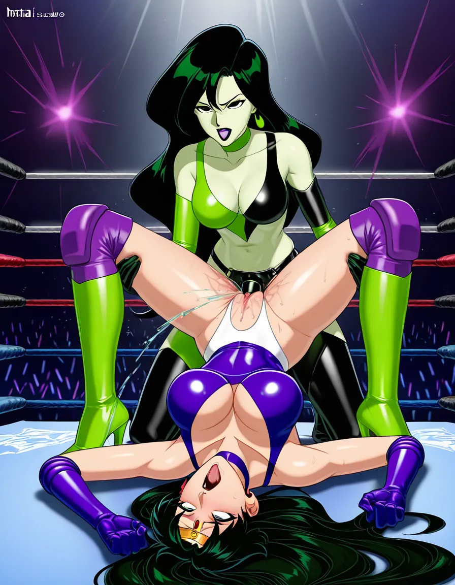 Shego, @sailor_moon , 2girls yuri sex , wrestling_ring, wrestling orgasm pussy_juice, defeated,, squirting bruises, ahegao , strap-on, vaginal_object_insertion, hentai_studio_quality, hentai_studio_quality, hentai_studio_quality, hentai_studio_quality, hentai_studio_quality