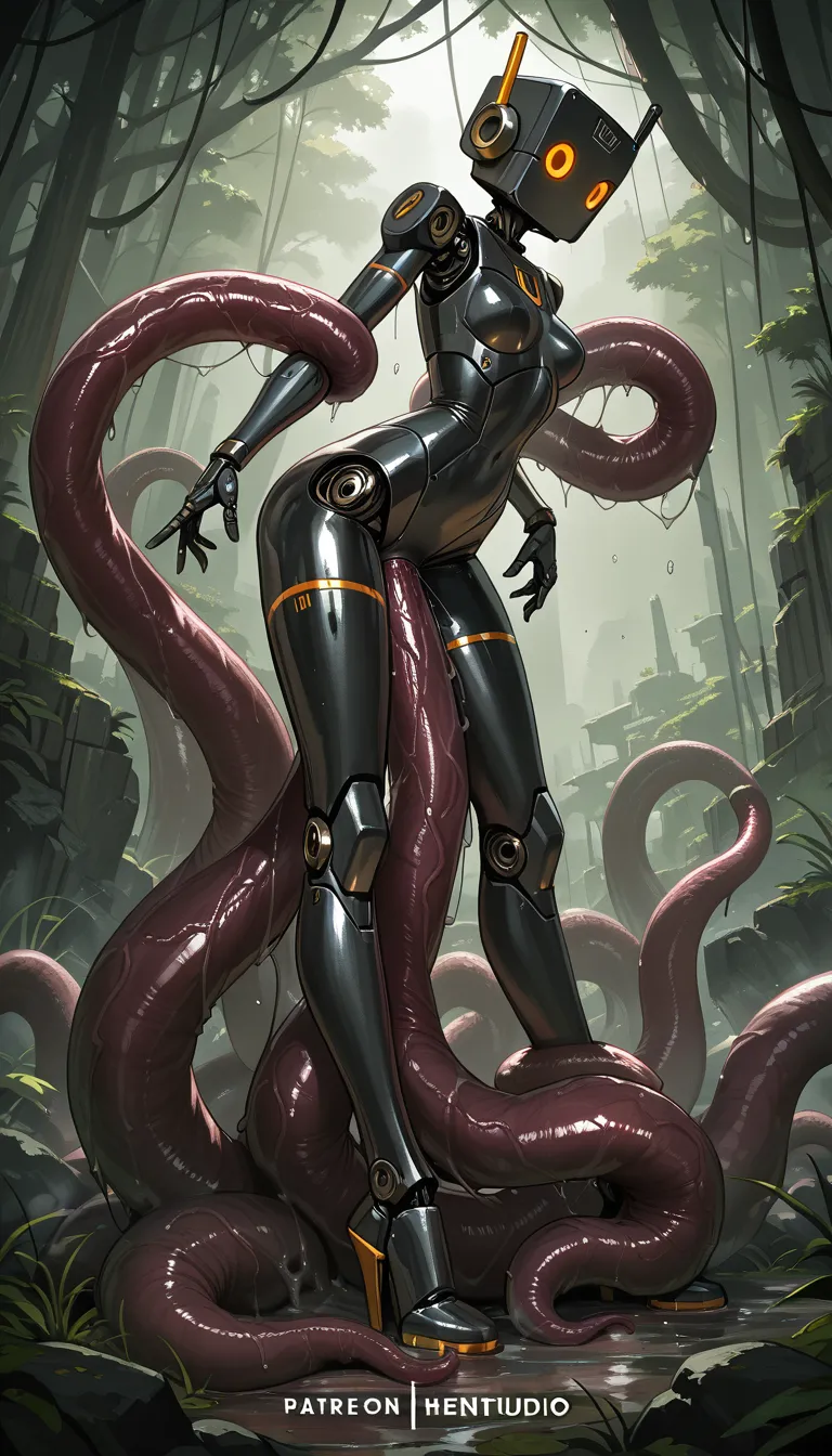 little robot,huge tentacle fuck little robot,huge tentacle penetrate in body from under little robot