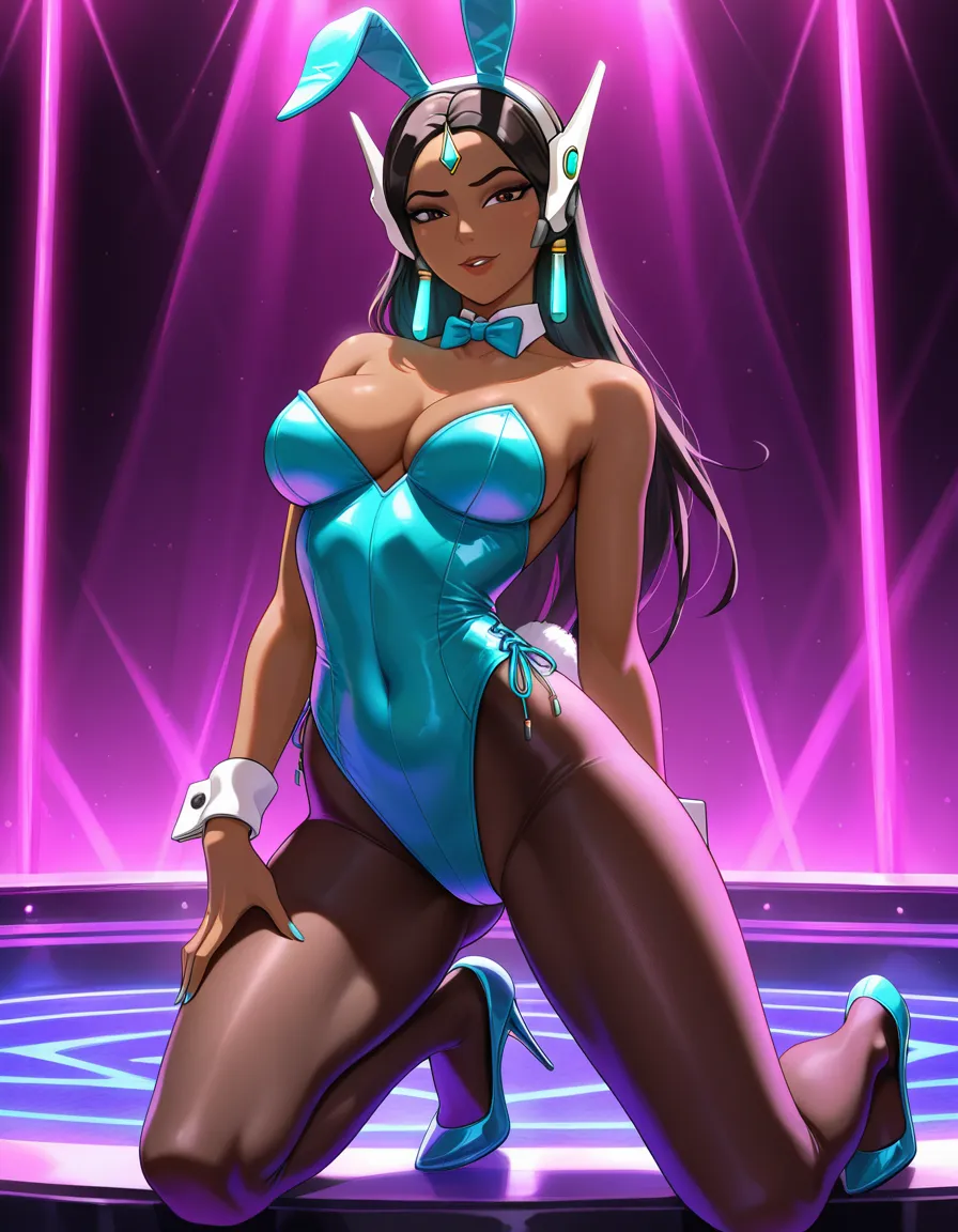 masterpiece, overwatch, symmetra , playboy_bunny , stripper, hentai_studio_quality