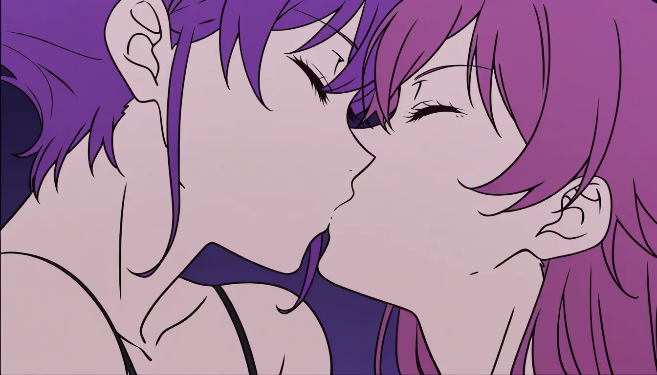 Two sexy Asian women kissing each other