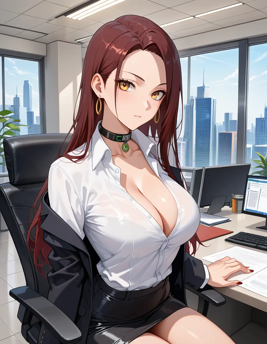 Choak collar, office, hentai_studio_quality