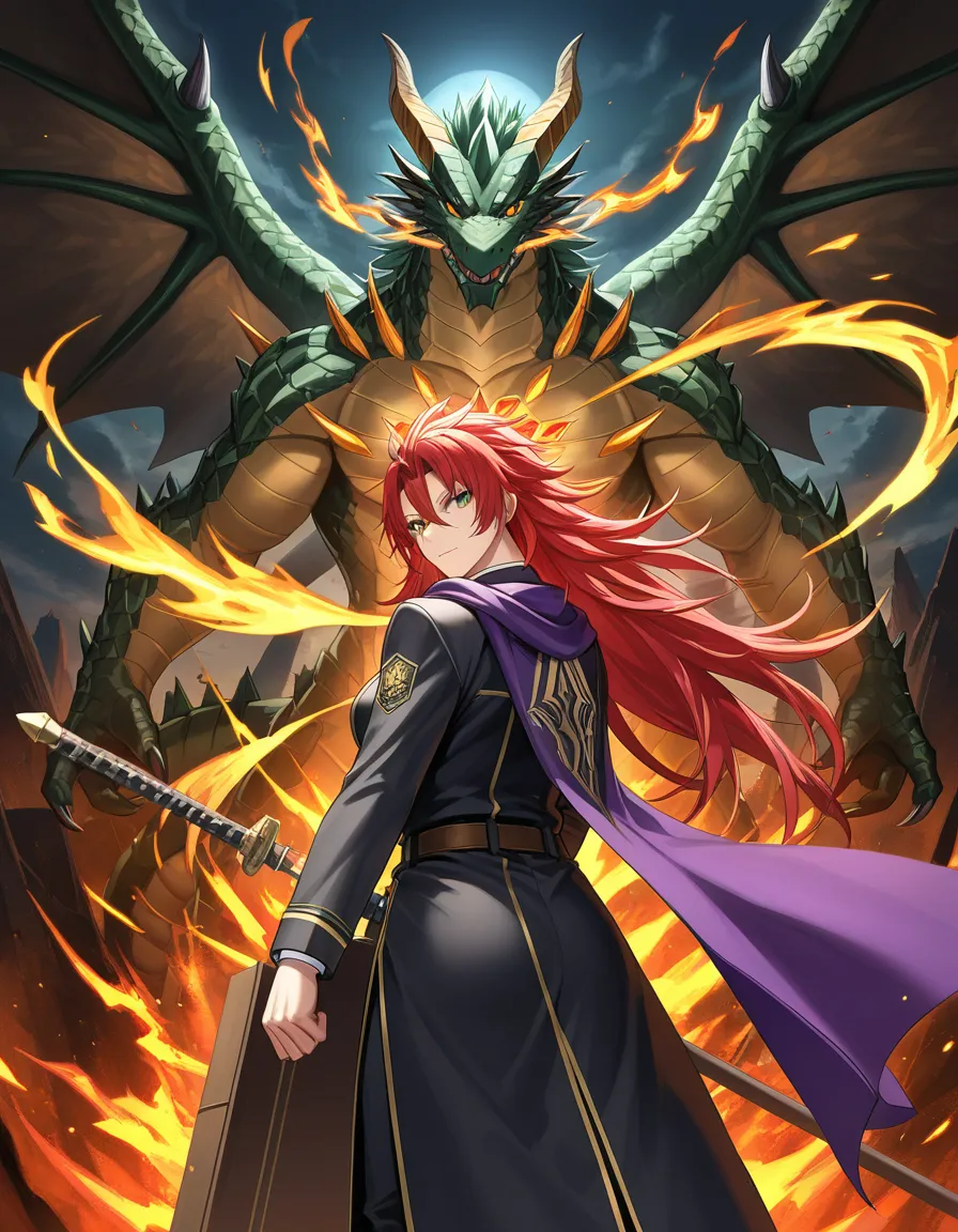 dragon traveler Loki, summoners team, in jk uniform, hentai_studio_quality